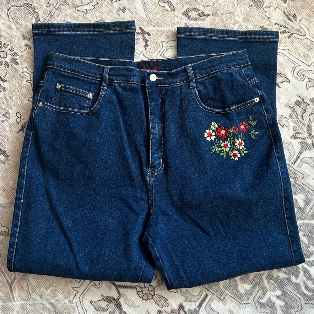 Denim & Co flowered pocket jeans 20